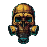 skull Head wearing a gas mask Illustration png