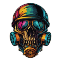 skull Head wearing a gas mask Illustration png