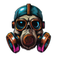 Detailed skull Head wearing a gas mask Illustration png