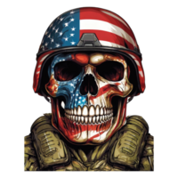cráneo con americano bandera en grunge estilo, independencia día veteranos día 4to de julio y monumento día png