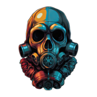 illustration of skull and gas mask png