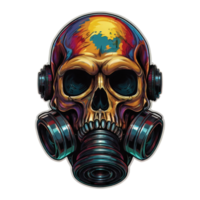 cráneo en gas máscara ilustración png