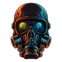 skalle huvud bär en gas mask illustration png