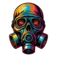 Detailed skull Head wearing a gas mask Illustration png