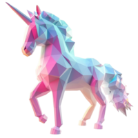 vibrante vistoso unicornio en un cúbico Arte estilo debajo el de luna cielo. png