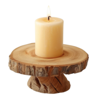 A Creative Journey with Wooden Cake Stands and Candles Glowing Rounds. png