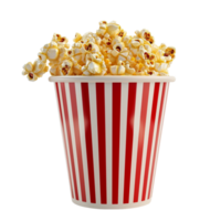 So yummy Bucket of popcorn in red and white bucket with transparent background. png