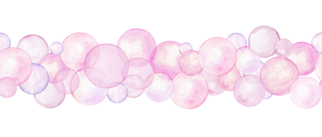 naadloos grens van roze polka stippen. gemakkelijk meetkundig vorm in zacht pastel kleur. cirkel in creatief minimalistische stijl. spatten, bubbels, ronde tekening vlekken. waterverf illustratie voor kinderkamer ontwerp png