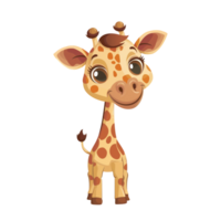 mignonne content girafe dessin animé png