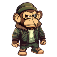 Illustration of angry, suspicious monkey png