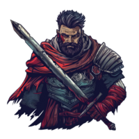Illustration of old warrior with sword png