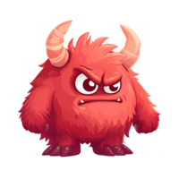 Funny cartoon red monster character png