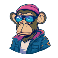 Cool monkey modern cartoon illustration png