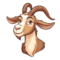 Cute goat head cartoon character png