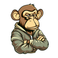 Illustration of monkey wearing jacket with angry expression png