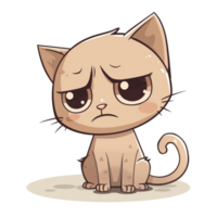 Sad cat daydreaming illustration png