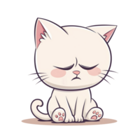 ilustración de triste, arrepentido blanco gato png