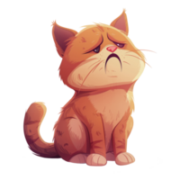 Cartoon illustration of moody cat png