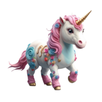 unicorno che passeggia sulla spiaggia del fumetto clipart png