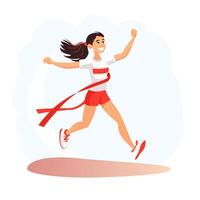 Girl crossing the finish line vector