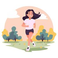 Girl on a morning jog in the park vector