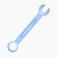 Blue wrench icon in cartoon 3d style isolated on white background. 3d wrenches design. vector