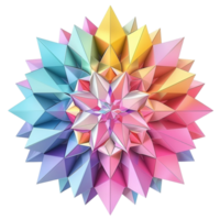 Radiant Crystal Blossom 3 D Rainbow Colored Floral Art png