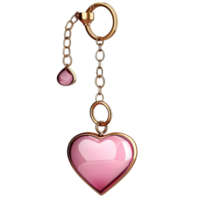 Pink Heart Ring Key Chain Sweet and Stylish Accessory png