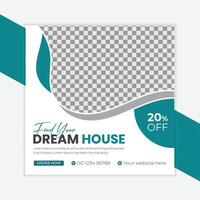 Real estate house property sale social media post template vector