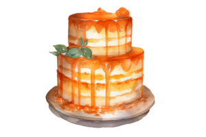 aquarelle Orange gâteau png