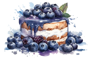 Watercolor Blueberry Cake png