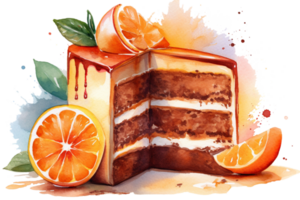 Watercolor Orange Cake png