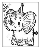 Elephant coloring page for kids. print this free printable elephant coloring page vector