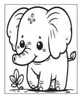 Elephant coloring page for kids. print this free printable elephant coloring page vector