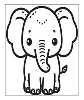 Elephant coloring page for kids. print this free printable elephant coloring page vector