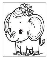 Elephant coloring page for kids. print this free printable elephant coloring page vector