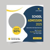 School admission social media and template design vector
