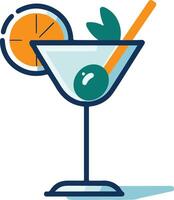 minimalistic flat cocktail summer illustration on a white background, isolated vector