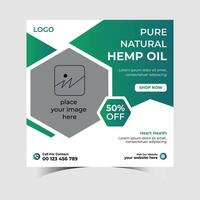 Cannabis cbd oil hemp product sale promotion social media post vector