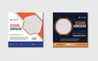 School social media post for Academic kids and back to school web banner design template vector