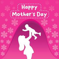 Happy Mothers Day banner with mother and child illustration vector