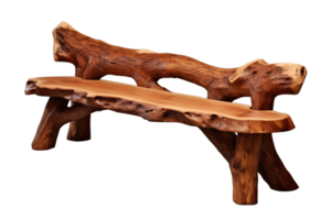 Cedar Log Bench isolated on transparent background png