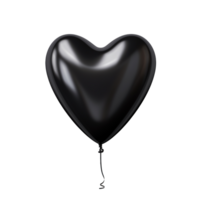 Black balloon in heart shape isolated on transparent background png