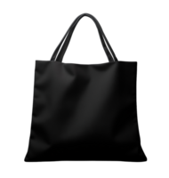 Black tote canvas fabric shopping bag isolated on transparent background png