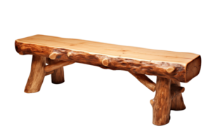 Cedar Log Bench isolated on transparent background png