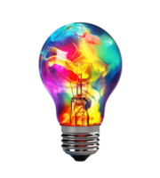 Colorful light bulb isolated on transparent background png