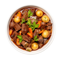 Beef stew with vegetables isolated on transparent background png