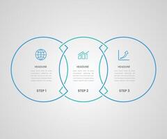 informativo circular proceso infografía gráfico para digital tecnología demostración. intimidad en línea infochart con Delgado línea iconos instructivo con 3 pasos secuencia gratis elementos vector