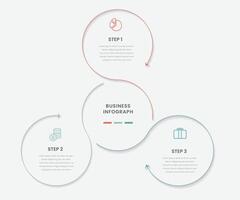 Circular scheme with three round paper white elements. Concept of cyclic business process with 3 stages. Minimal infographic design template. Modern flat free elements for data visualization. vector