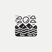 ocean silhouette design in line art style vector